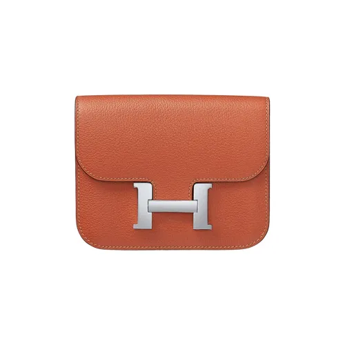 HERMES Constance Slim Evercolor Телячья кожа Кошелек Держатель для карт Кошелек для монет Бананка Женские Красный синий