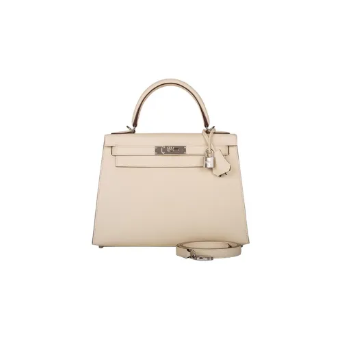 HERMES Kelly Эпсом Кожа Сумка Kelly Сумка Женская Кремово-Белая