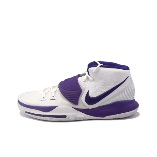 Nike Kyrie 6 Команда Promo Irving 6 Устойчивый к истиранию MID Баскетбольные кроссовки Мужские Белый Фиолетовый