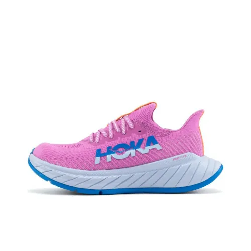 HOKA ONE ONE Carbon X3 Легкий Амортизаторы Низкий Топ Беговые кроссовки Женские Розовый Желтый