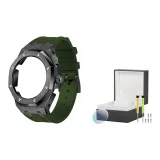 Чёрный Зелёный + Коробка для часов + Защита экрана из закалённого стекла