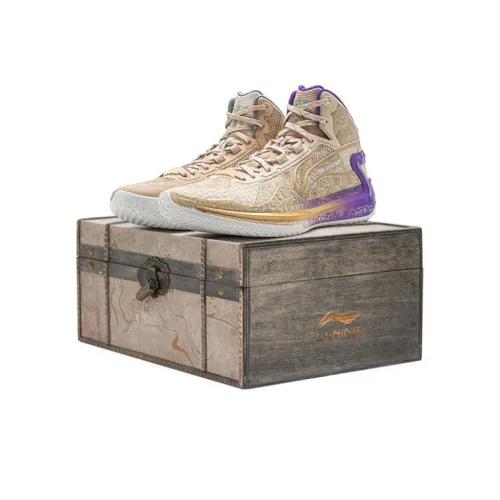 LINING Liren 4 Баскетбольные кроссовки Высокий верх Желтый Коричневый Унисекс