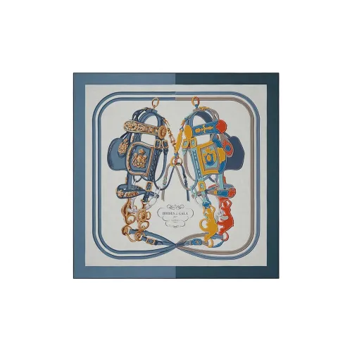 HERMES Brides de Gala Палантины Унисекс Синий