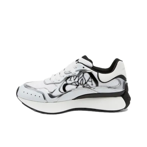 Alexander McQueen Sprint Runner Low Топ Беговые кроссовки Мужской Белый Черный