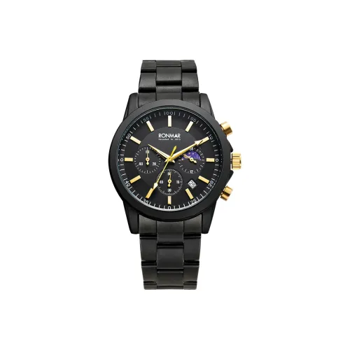 RONMAR Кварцевый механизм сплав ремешок часы унисекс черный циферблат модель RMQR01