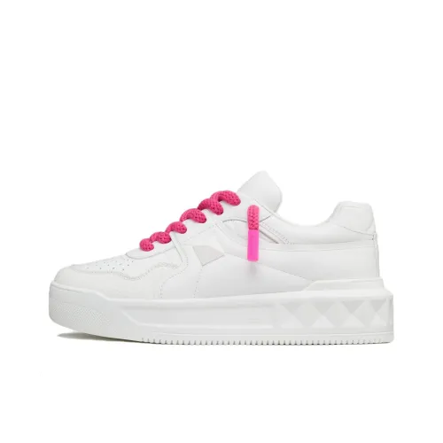 Valentino ONE STUD XL Low Топ Скейтборд Кроссовки Мужские Белые Розовые