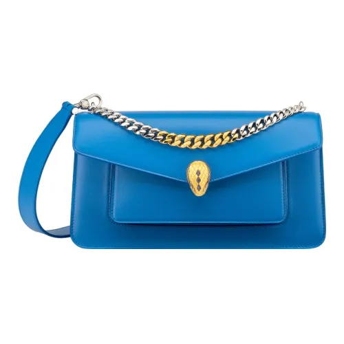 BVLGARI SERPENTI Телячья кожа Сумка через плечо Сумка на плечо Женская Синяя