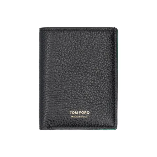 TOM FORD Hammered Текстура Два Тон Кожа Картхолдер Кошелек Мужской Черный