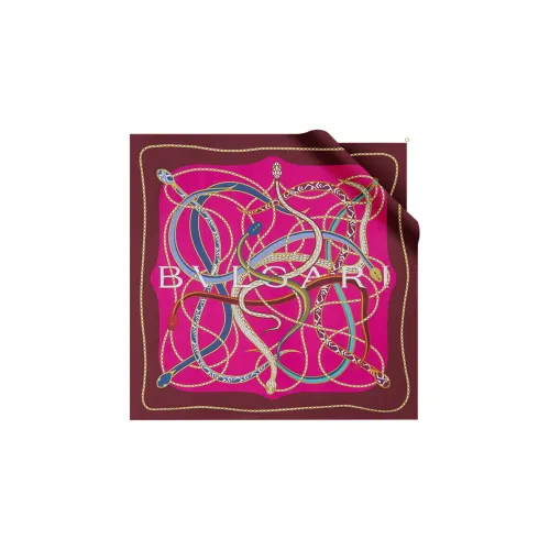 BVLGARI Serpenti 75 Платок Тонкая Шелковая Саржа Цвета Фуксии Оттенка Турмалина С Принтом, Металлическая Подвеска BVLGARI BVLGARI.