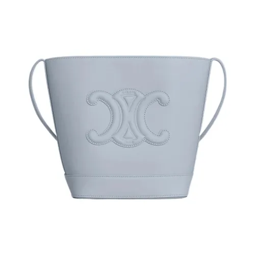 CELINE Cuir Triomphe Гладкая Телячья Кожа Плечевая Сумка Маленькая Женская Серого Цвета