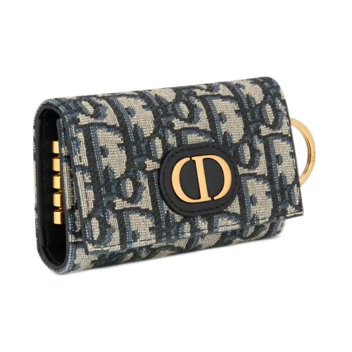 DIOR 30 Montaigne Жаккард Key Pouch Женские Синий коричневый