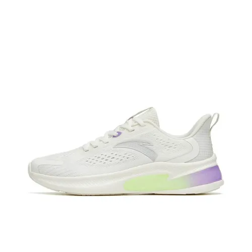 ANTA Эластичная резинка противоскользящие устойчивые к истиранию низкий топ беговые кроссовки женские цвет слоновая кость серебряный