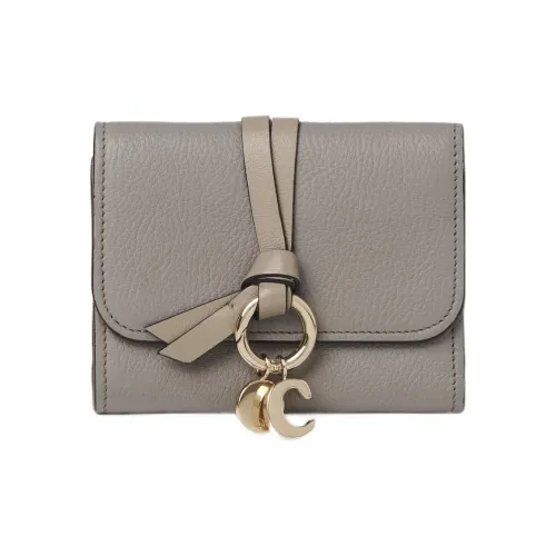 Chloe Alphabet Телячья кожа Держатель для карт кошелек Маленький Женский Серый