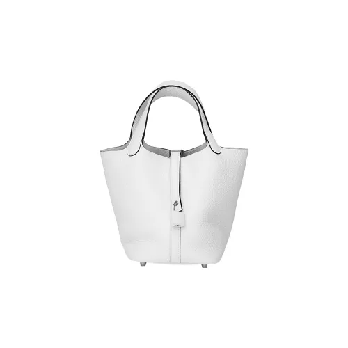HERMES Picotin Lock Clemence Bullock Кожа Корзина Сумка Сумка 18 Женская 0U Новый Белый Новый Белый