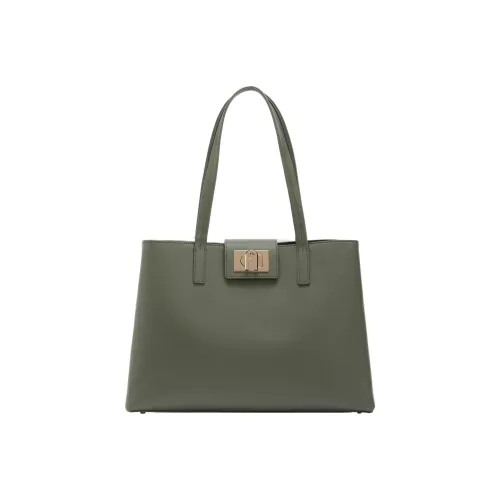 Furla 1927 Collection Ламинированная корова кожа Тоут Сумка Сумка для покупок Сумка Большая Женская Зеленая