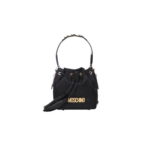 MOSCHINO Ткань Ведрообразная Сумка Портативная Сумка через плечо Маленькая Женская Черная