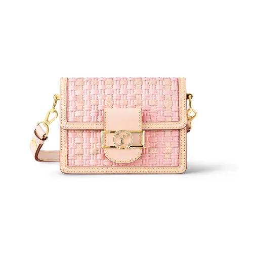 LOUIS VUITTON Dauphine Покрытый холст с коровья кожа комбинированный Dafne Портативный Crossbody сумка сумка через плечо женская розовый