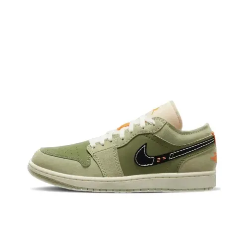 Jordan Air Jordan 1 Винтажные баскетбольные кроссовки Low Топ Зеленый Мужской