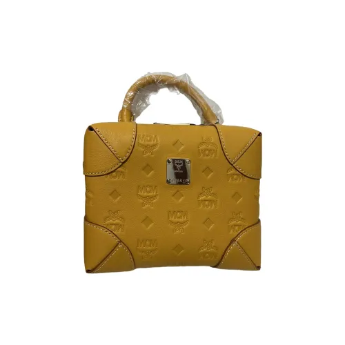 MCM Корова Кожа Сумка Коробка Сумка Сумка через плечо Маленькая Женская Манго Желтая