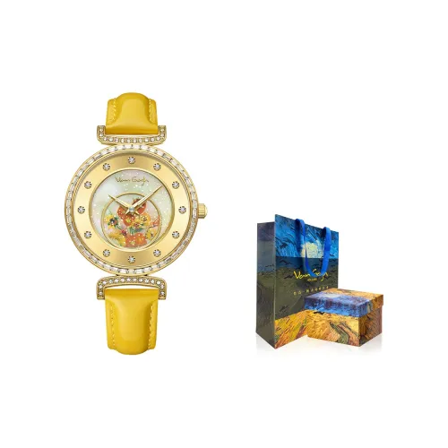 Ван Гог Кварцевый механизм Женские часы 36мм*10мм*14мм Золото