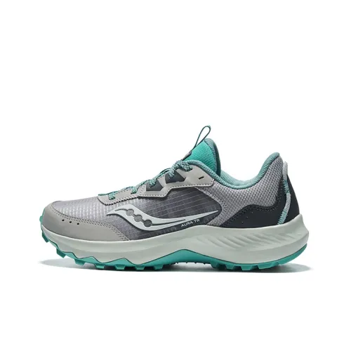 Saucony AURA TR Амортизаторы Удачи Устойчивые к Износу Низкий Топ Повседневные Беговые Кроссовки Женские Серый Синий