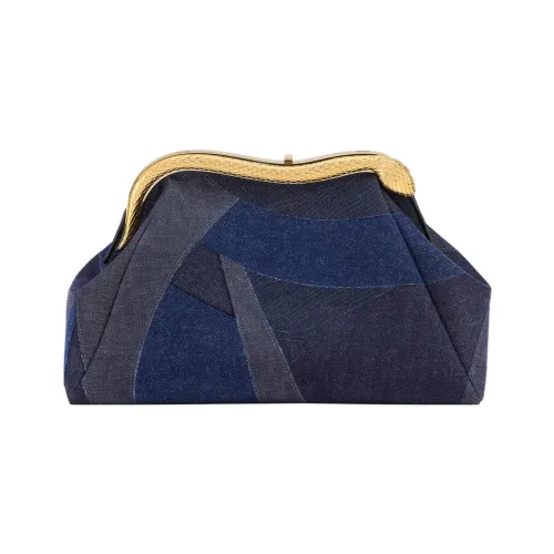 BVLGARI Serpentine Denim Fabric One Shoulder Crossbody Clutch Women's Blue BVLGARI Serpentine Деним Ткань Одно Плечо Через Плечо Клатч Женский Синий