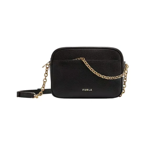 Furla Рельефная Телячья Кожа Сумка через плечо Мини Женская Черная