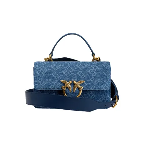 PINKO Сумка через плечо из ткани с коровьей кожей ручная сумка маленькая женская синяя