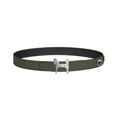 HERMES PANACHE Телячья кожа Кожаные ремни Мужской Зеленый Ширина 32 мм