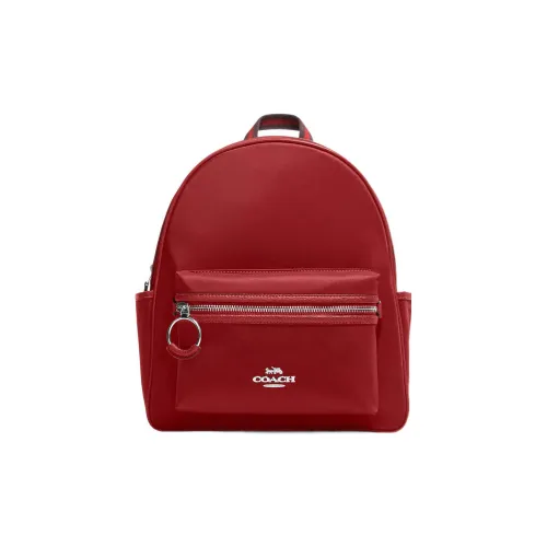 COACH Переработанный нейлон с кожаными вставками большой рюкзак женский красный