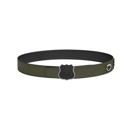 HERMES Числа Логотип Плавная пряжка Телячья кожа Кожаные ремни Мужской Зеленый Ширина 38 мм