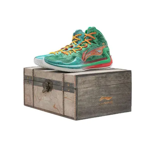 LINING Liren 4 Баскетбольные кроссовки Высокий верх Синий Зеленый Унисекс