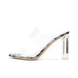 Прозрачный/Черный, каблук 9 см