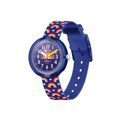 SWATCH Flik Flak Feifei Series Кварцевый механизм Унисекс Часы 32 мм Синий циферблат Пластиковый корпус Тканевый ремешок ZFPNP111