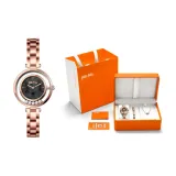 Золотой кейс, черный браслет с матовым жемчужным покрытием, стальной браслет (подарочный набор с коробкой)