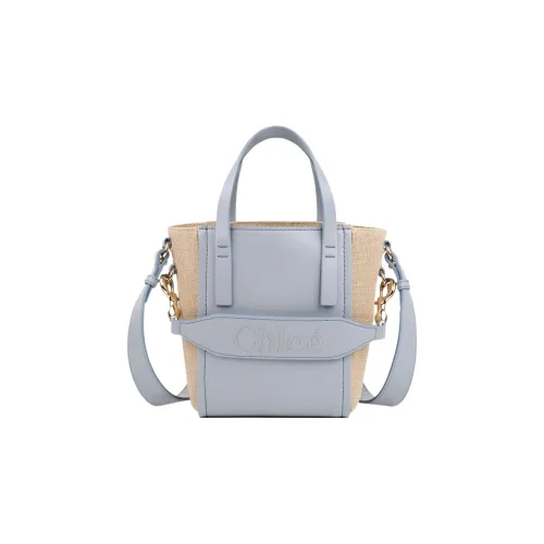 Chloe Блестящая телячья кожа с льном тоут-сумка сумка для покупок сумка через плечо сумка маленькая женская туманно-голубой