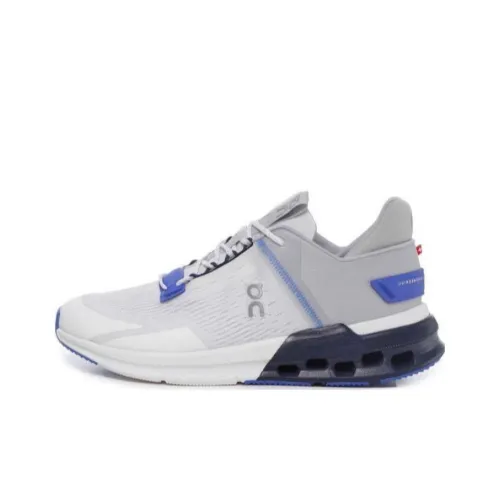 On CLOUDNOVA Flu Дышащий Низкий Топ Повседневные Беговые Кроссовки Мужские Белый Синий