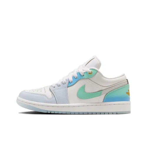 Jordan Air Jordan 1 Low SE 'Emerald Step' Low Top Винтажные баскетбольные кроссовки Женские Белый Синий