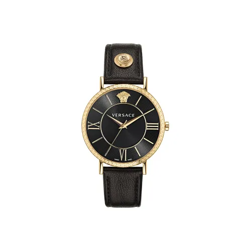 VERSACE Medusa Capsule Наручные часы Кварцевый механизм Кожаный ремешок 42 мм Черный циферблат Мужские часы