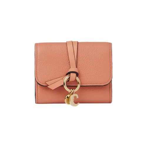 Chloe Alphabet с рельефной текстурой держатель для карт и кошелек из телячьей кожи маленький женский коралловый