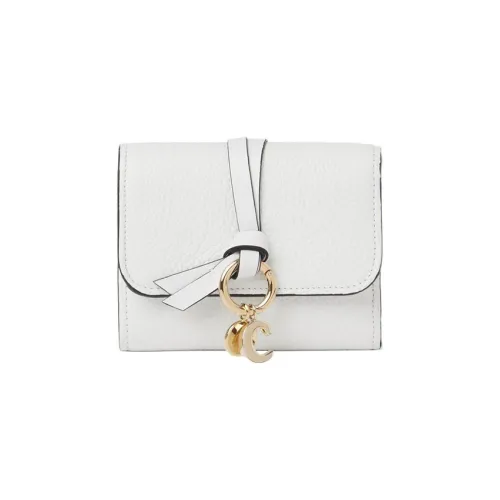 Chloe Alphabet с рельефным узором держатель для карт и кошелек из телячьей кожи маленький женский кристальный белый