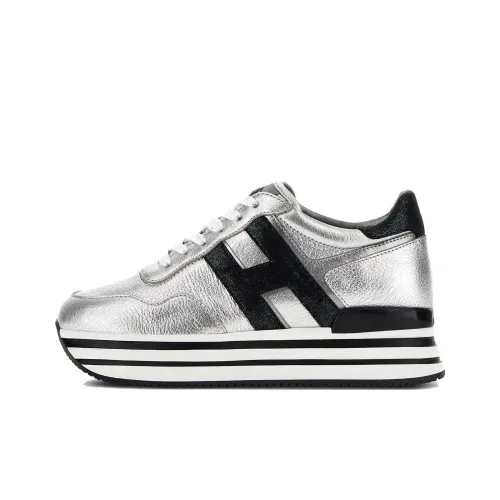 HOGAN H222 Амортизация Низкий Топ Повседневная Обувь Женская Серебряный Черный