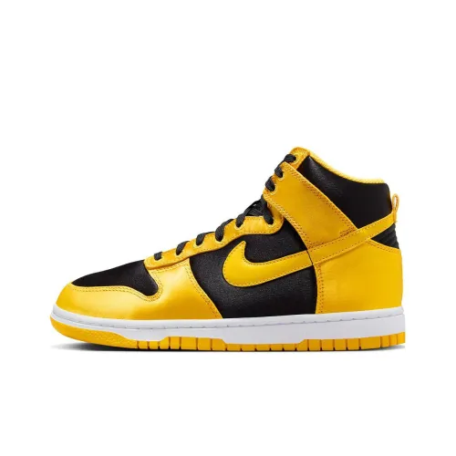 Nike Dunk 'Goldenrod Satin' Slip-resistant Abrasion-resistant High Top Skateboarding Shoes Women's Yellow Black