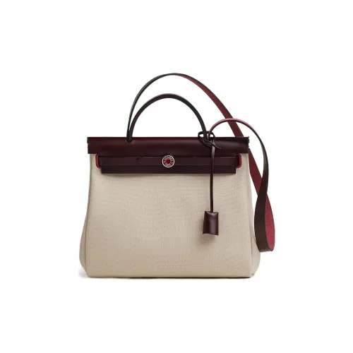 HERMES Herbag Zip Холст с Hunter Кожа Макияж Финиш Одно Плечо Портативная Холст Сумка через плечо Женская