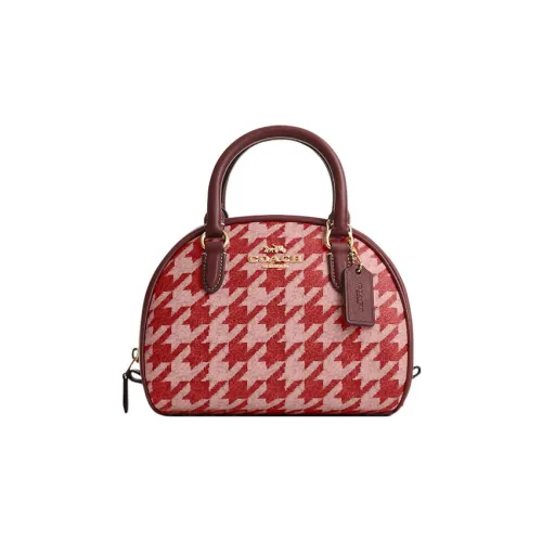 COACH Sydney Покрытый холст с кожаными вставками купольная сумка сумка через плечо маленькая сумка женская бордовый