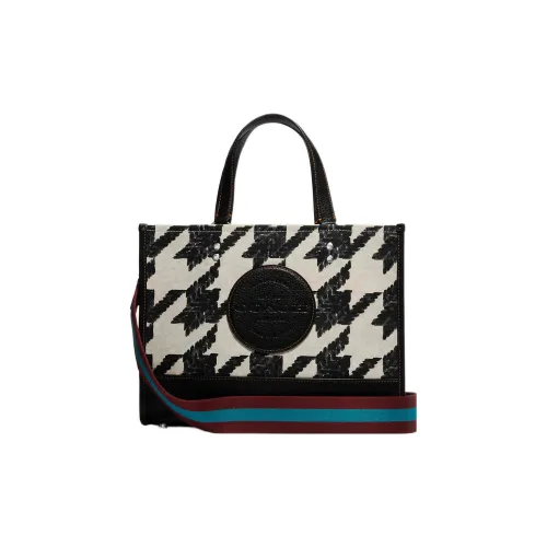 COACH Dempsey Холст и Кожа Сумка Сумка-тоут Сумка для покупок Сумка Большая Женская Черная и Белая