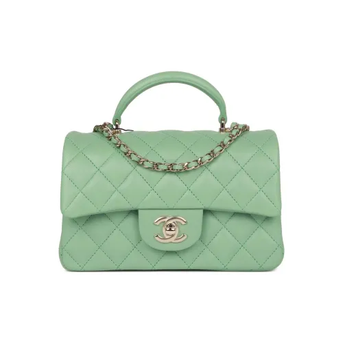 CHANEL Classic Flap CF Sheepskin Сумка через плечо Сумка через плечо Мини Женская Светло-зеленая