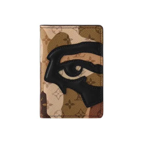 LOUIS VUITTON Pocket Organizer Холст с кожей Кошелек Мужской Коричневый