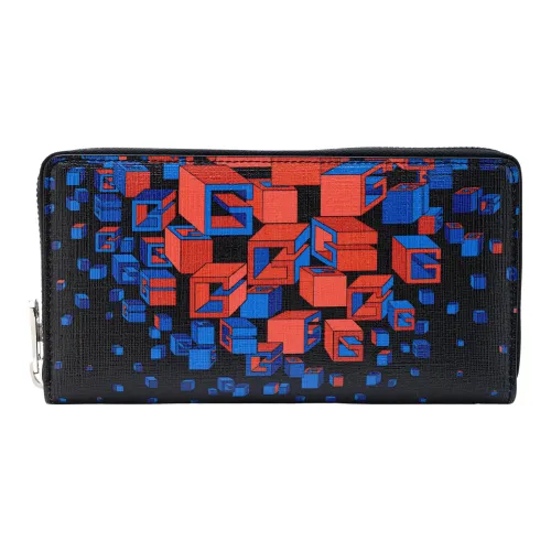 GUCCI Canvas с кожаными вставками кошелек мужской черный синий и красный