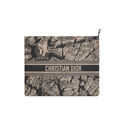 DIOR DiorTravel Технологичный Ткань Клатч Стандартный Женский Бежевый Черный